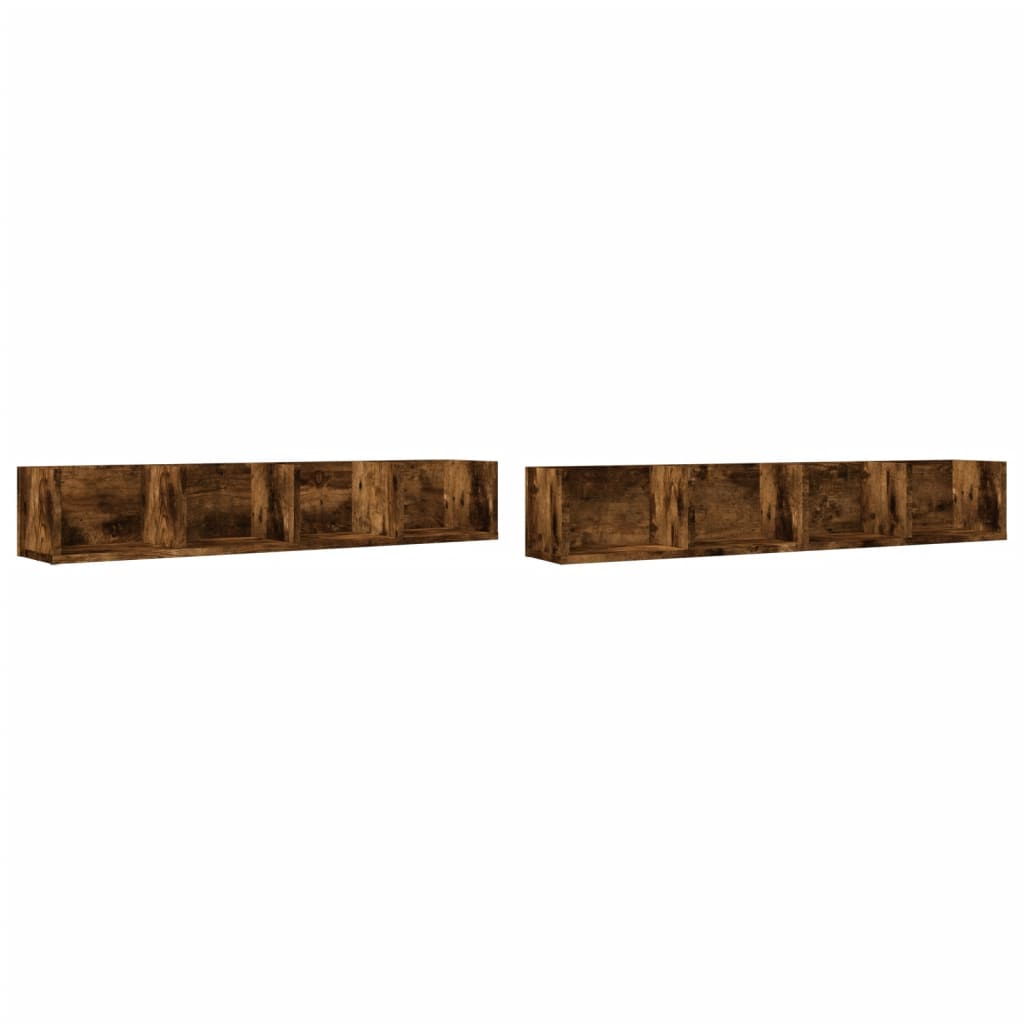 Dulapuri de perete, 2 buc., stejar fumuriu, 99x18x16,5 cm, lemn
