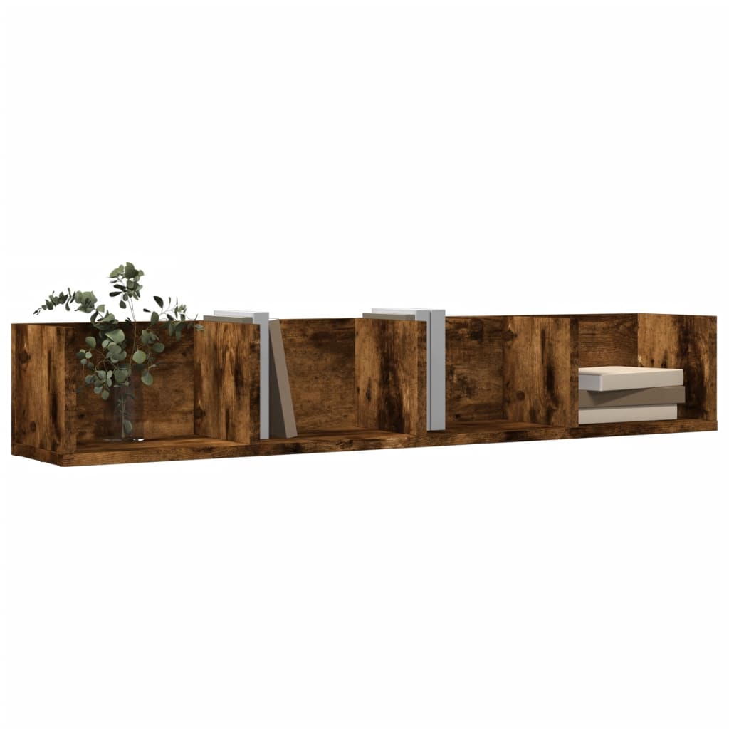 Dulapuri de perete, 2 buc., stejar fumuriu, 99x18x16,5 cm, lemn