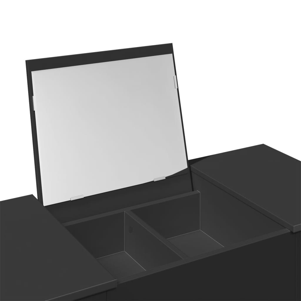 Masă de toaletă cu oglindă, negru, 100x45x76 cm