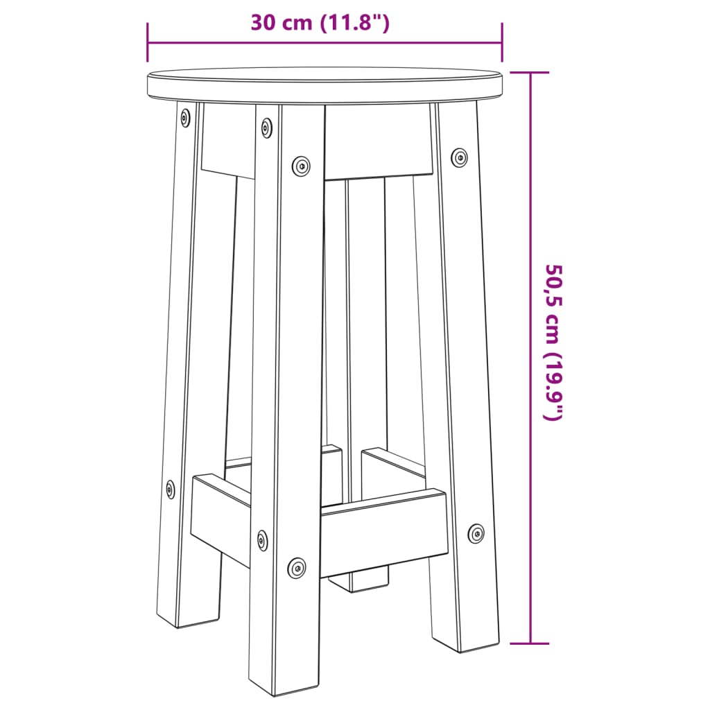 Scaune de bar, 2 buc., lemn masiv de pin
