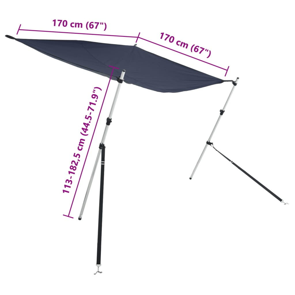 Set extensie parasolar T-Top, albastru, 170x170x(113-182,5) cm