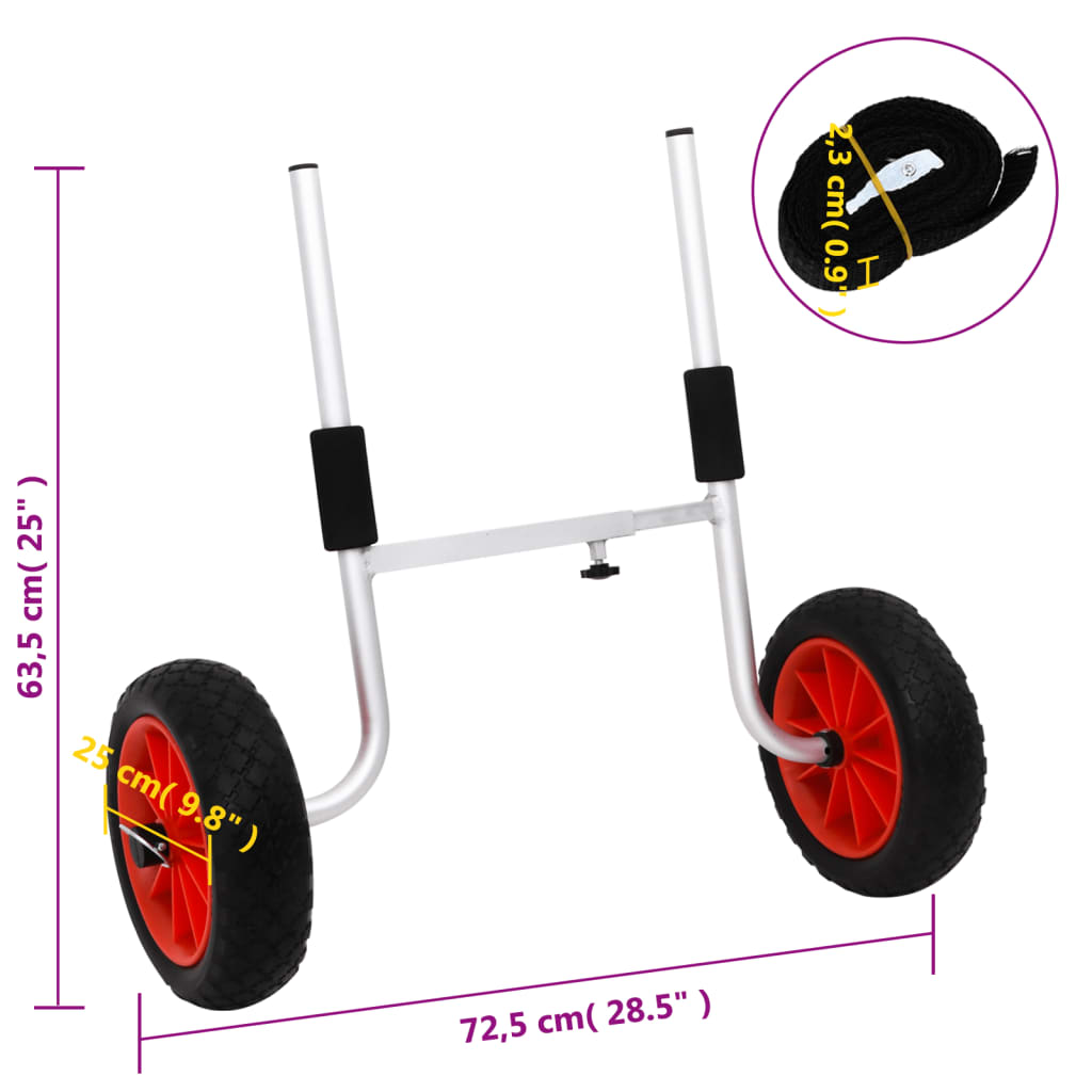 Cărucior pentru caiac, 90 kg, aluminiu