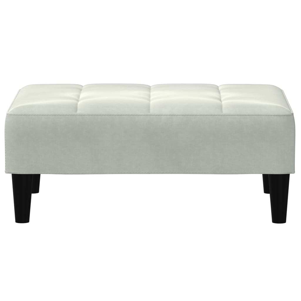 Canapea extensibilă cu taburet, 2 locuri, gri deschis, catifea