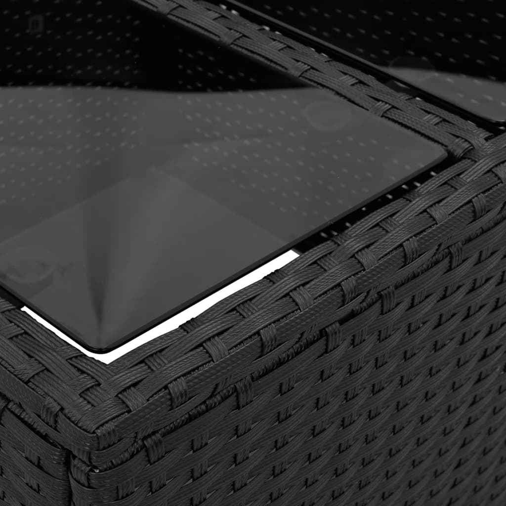 Set canapea de grădină 2 piese cu perne negru sticlă/poliratan