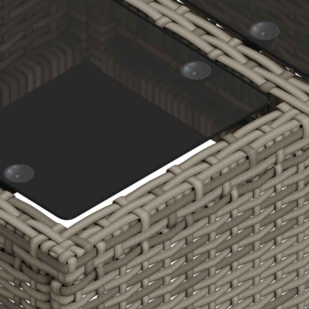 Set canapea de grădină 2 piese cu perne gri sticlă/poliratan