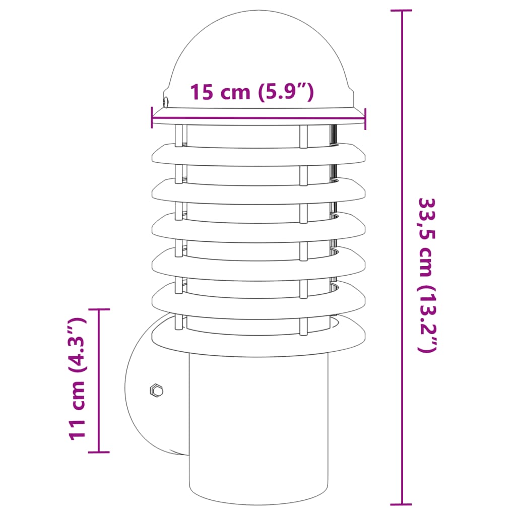 Lampă exterioară de perete, negru, oțel inoxidabil