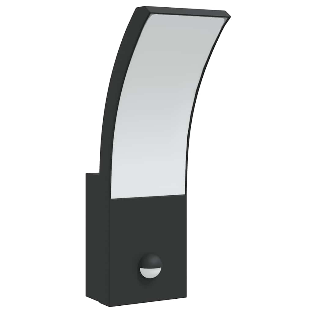 Lămpi exterioare de perete cu LED/senzor 2 buc. negru aluminiu