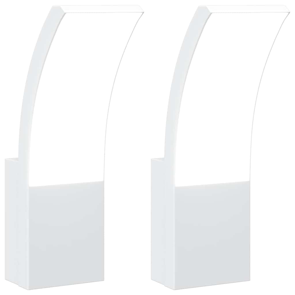 Lămpi exterioare de perete cu LED 2 buc. alb, aluminiu turnat