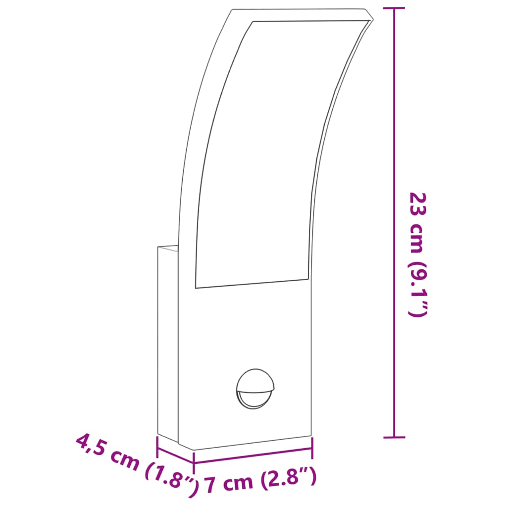 Lămpi exterioare de perete LED/senzor 2 buc alb aluminiu turnat