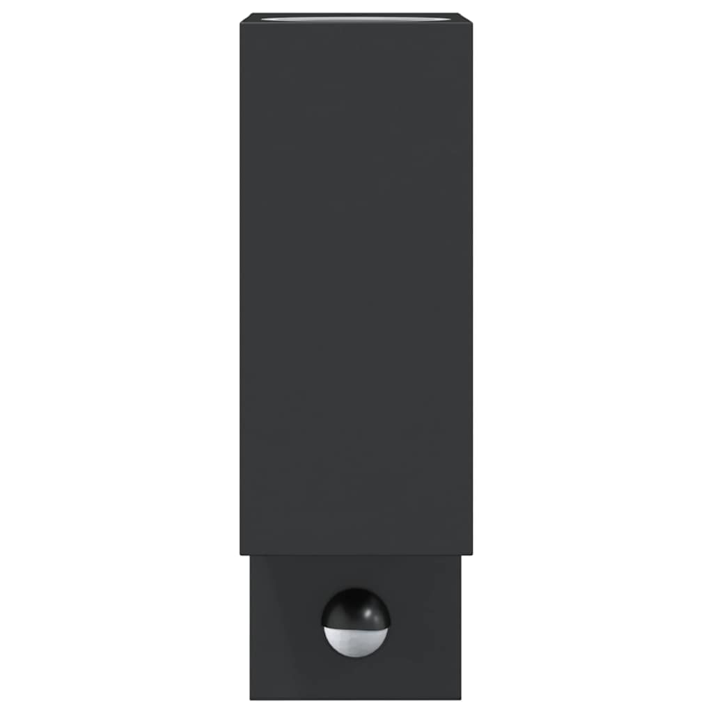 Lămpi exterioare de perete senzori 2 buc. negru aluminiu turnat