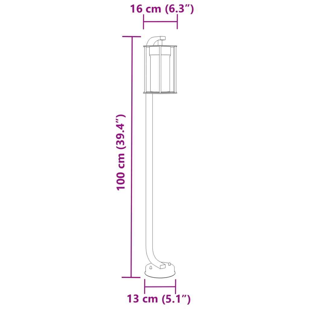 Lampă exterioară de podea, negru, 100 cm, oțel inoxidabil