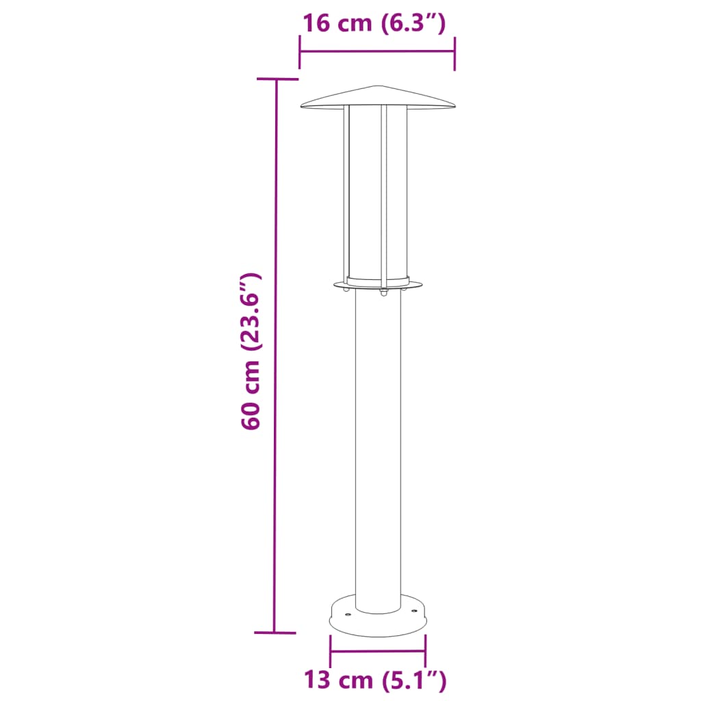 Lampă exterioară de podea, negru, 60 cm, oțel inoxidabil