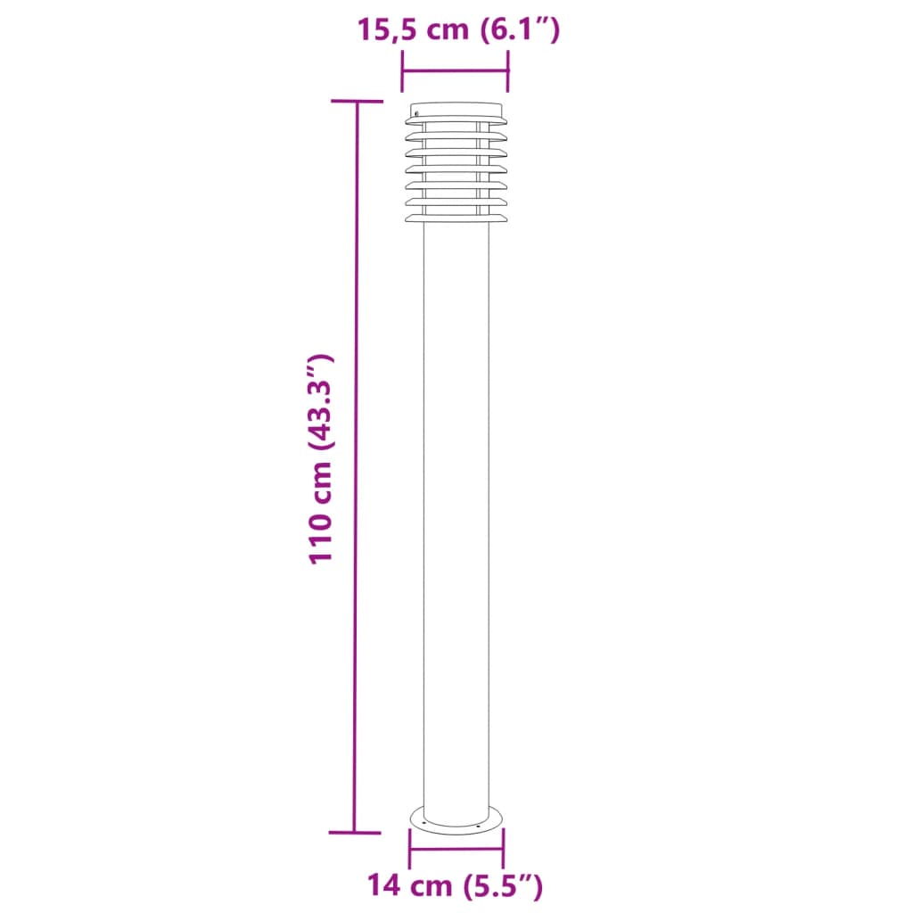 Lampă exterioară de podea, argintiu, 110 cm, oțel inoxidabil