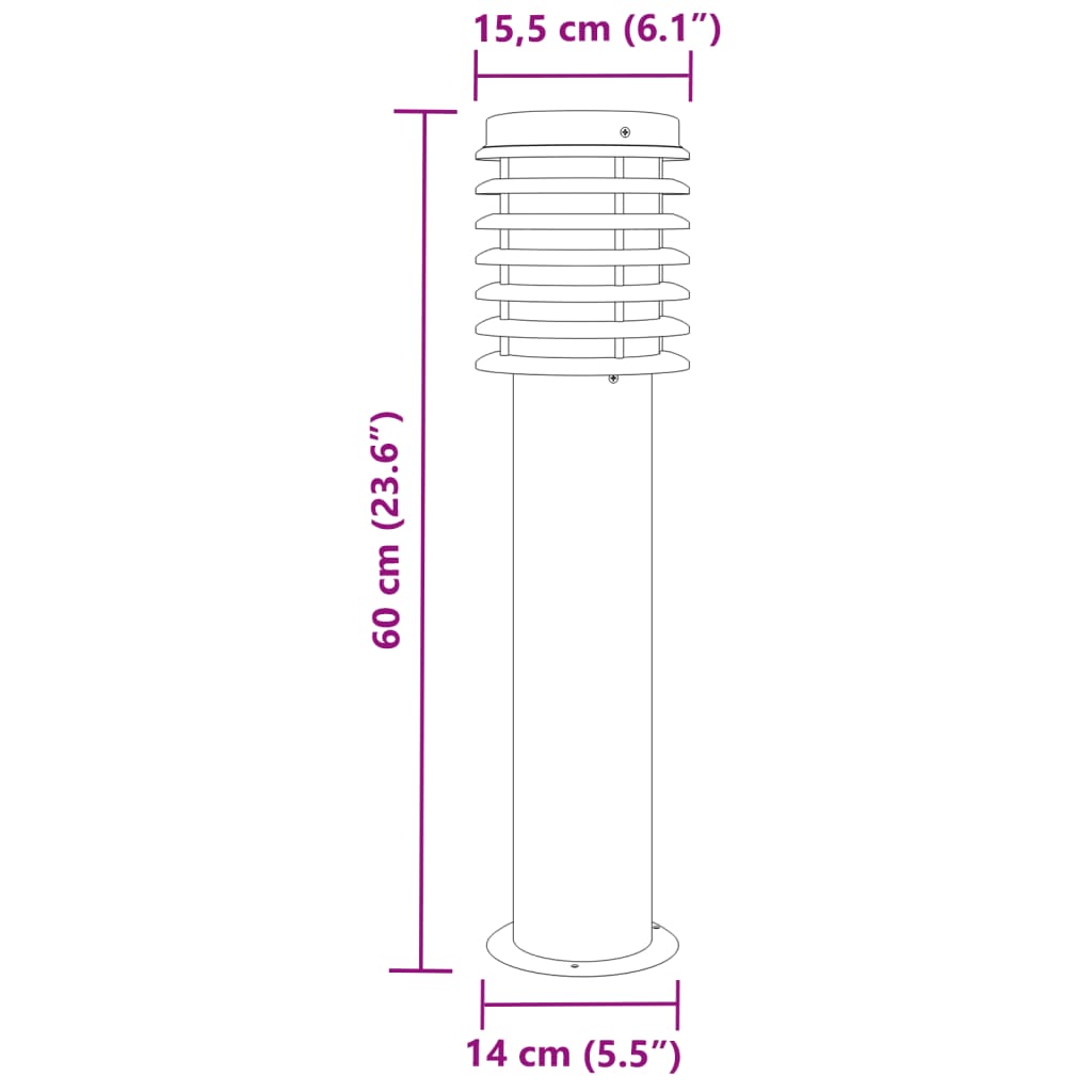 Lămpi de podea de exterior 3 buc. negru 60 cm oțel inoxidabil