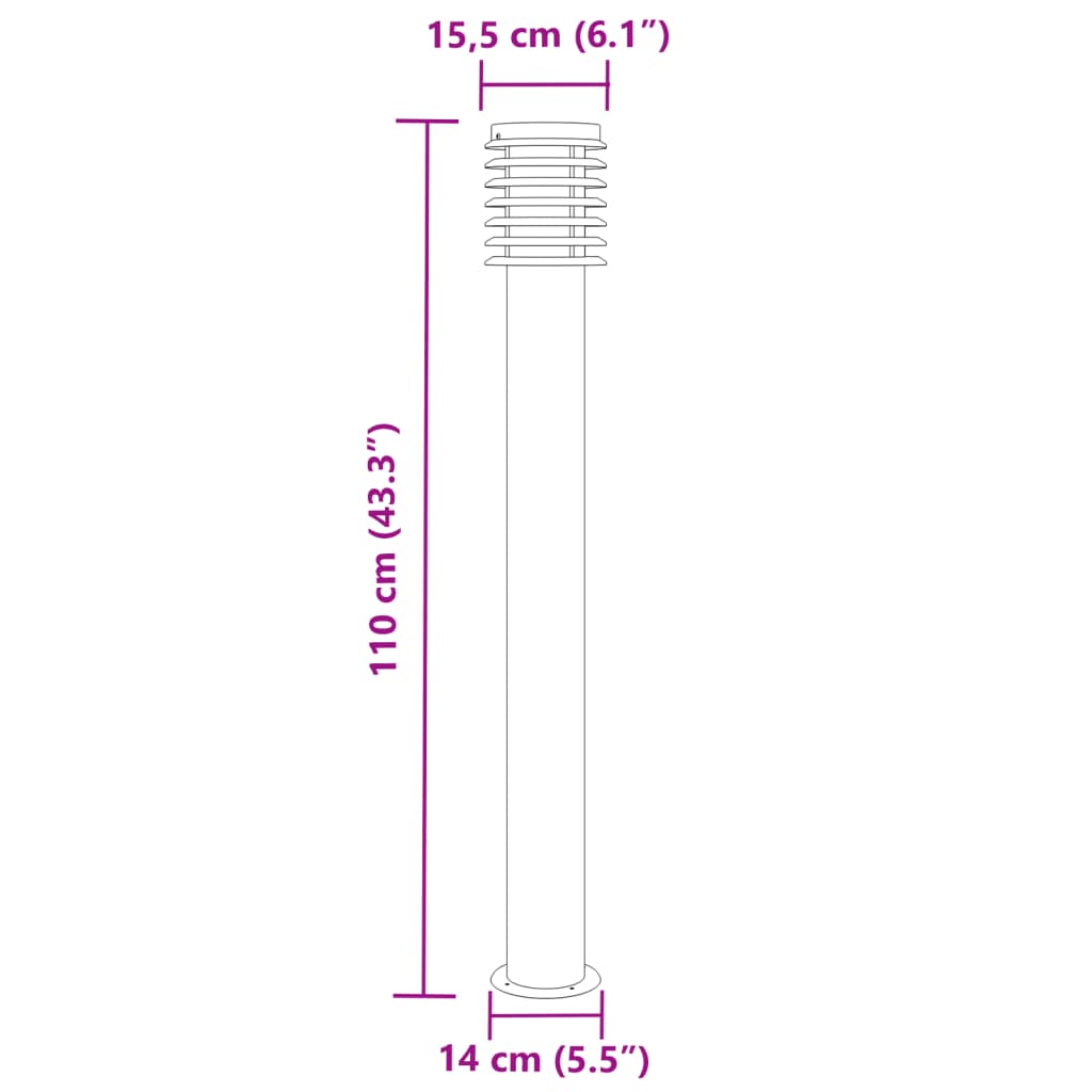 Lămpi de podea de exterior 3 buc. negru 110 cm oțel inoxidabil