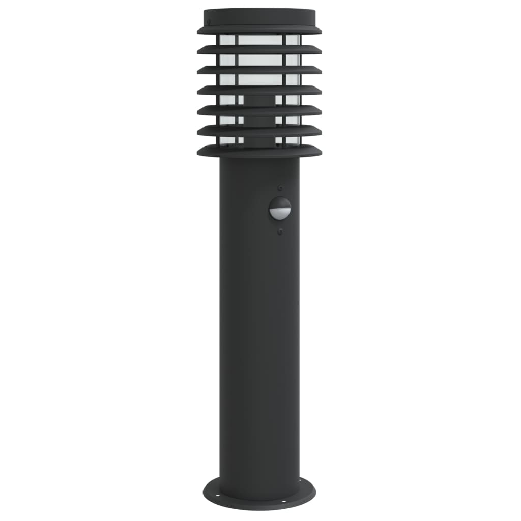 Lampă exterioară de podea cu senzor, negru, 60 cm, oțel inox