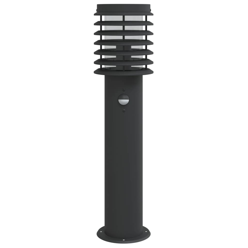 Lampă exterioară de podea cu senzor, negru, 60 cm, oțel inox