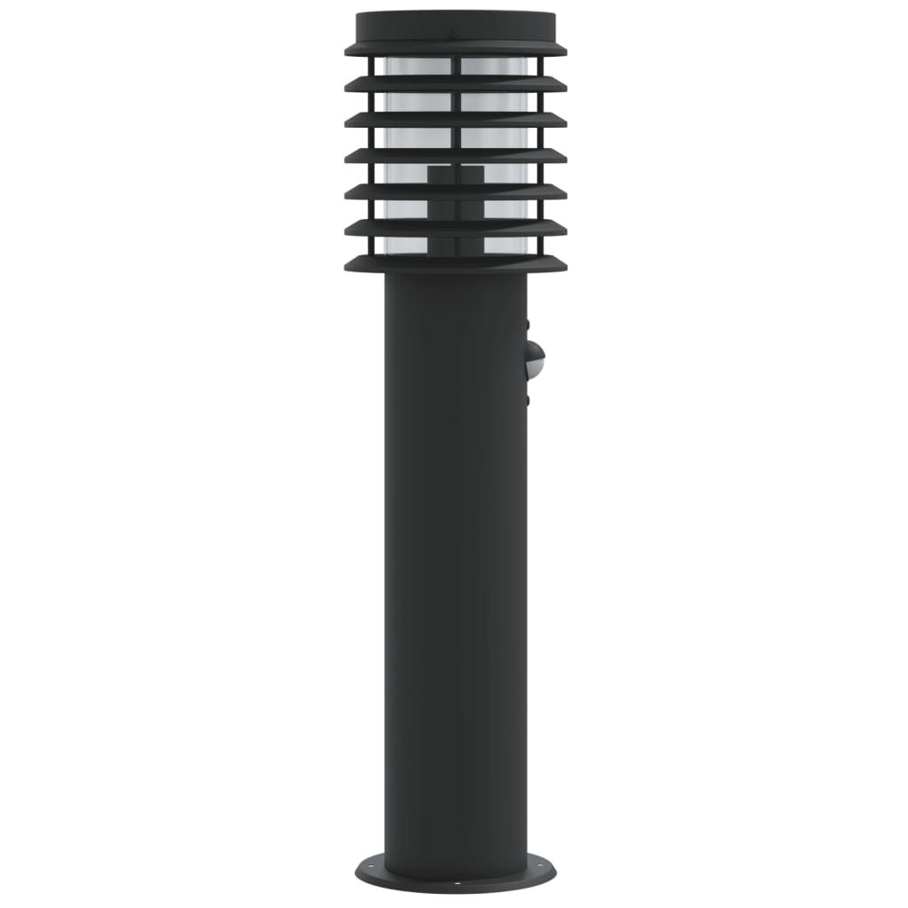 Lampă exterioară de podea cu senzor, negru, 60 cm, oțel inox