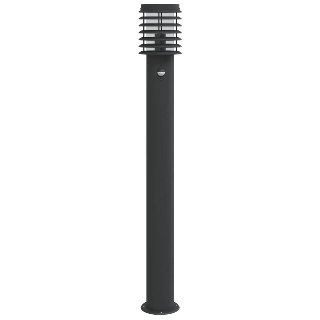 Lampă exterioară de podea cu senzor, negru, 110 cm, oțel inox