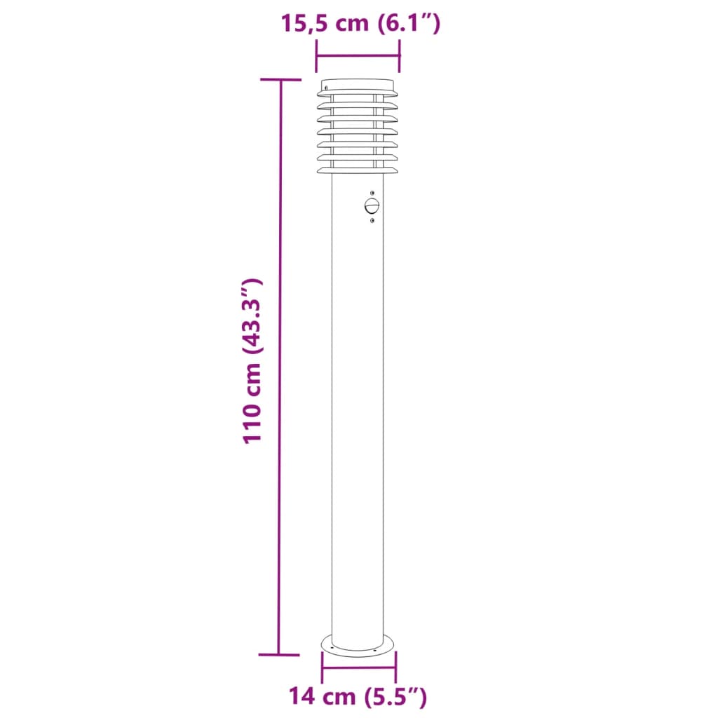 Lămpi exterioare de podea senzori 3 buc. negru 110 cm oțel inox