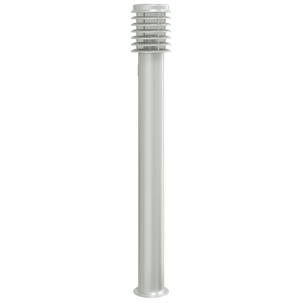 Lampă de podea de exterior cu priză, argintiu, 110cm, oțel inox