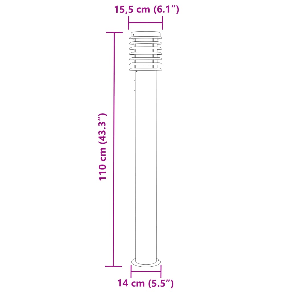 Lămpi de podea de exterior 3 buc argintiu 110cm oțel inoxidabil