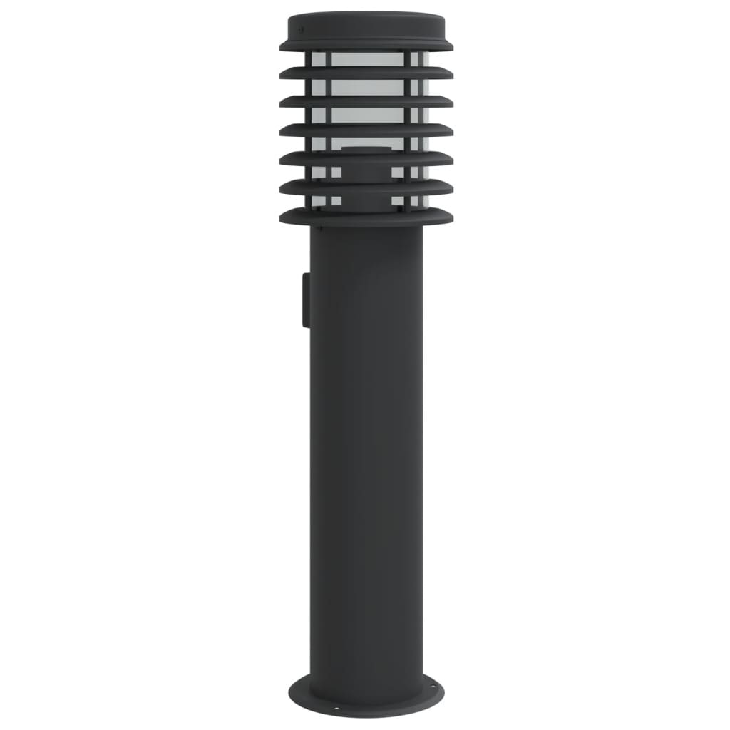 Lampă exterioară de podea cu priză, negru, 60 cm, oțel inox