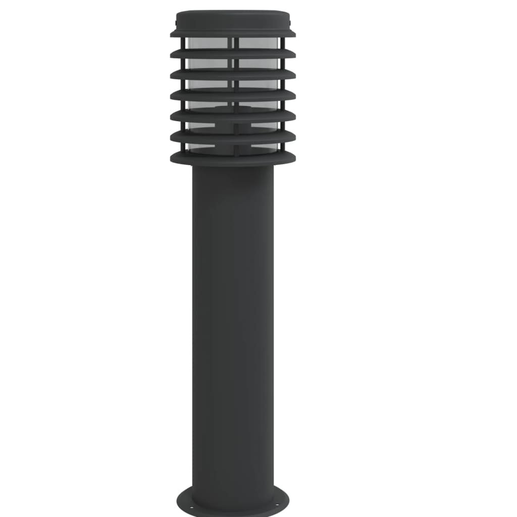 Lampă exterioară de podea cu priză, negru, 60 cm, oțel inox