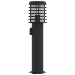 Lampă exterioară de podea cu priză, negru, 60 cm, oțel inox