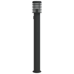 Lampă exterioară de podea cu priză, negru, 110 cm, oțel inox