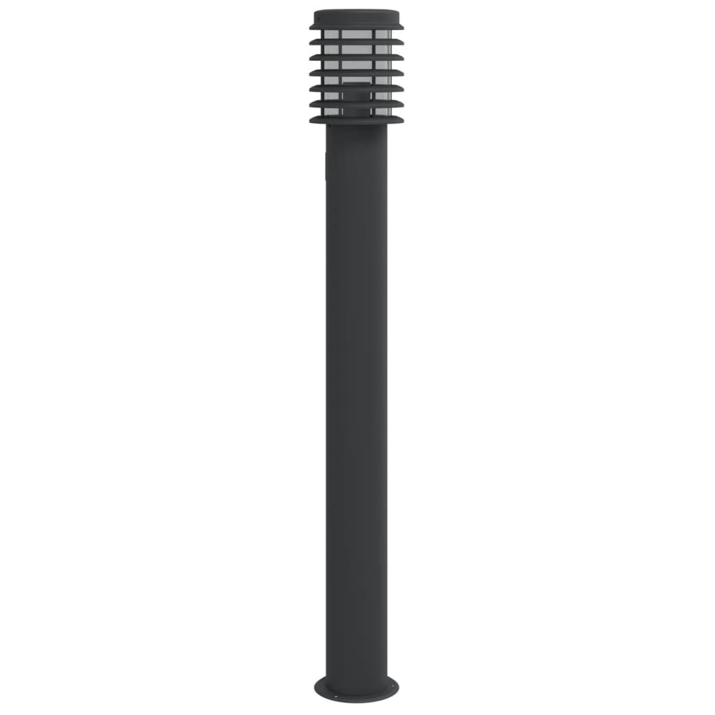 Lampă exterioară de podea cu priză, negru, 110 cm, oțel inox