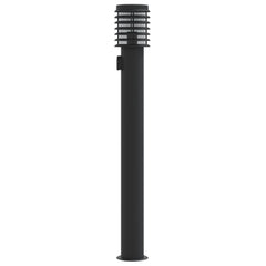 Lampă exterioară de podea cu priză, negru, 110 cm, oțel inox