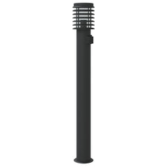 Lampă exterioară de podea cu priză, negru, 110 cm, oțel inox