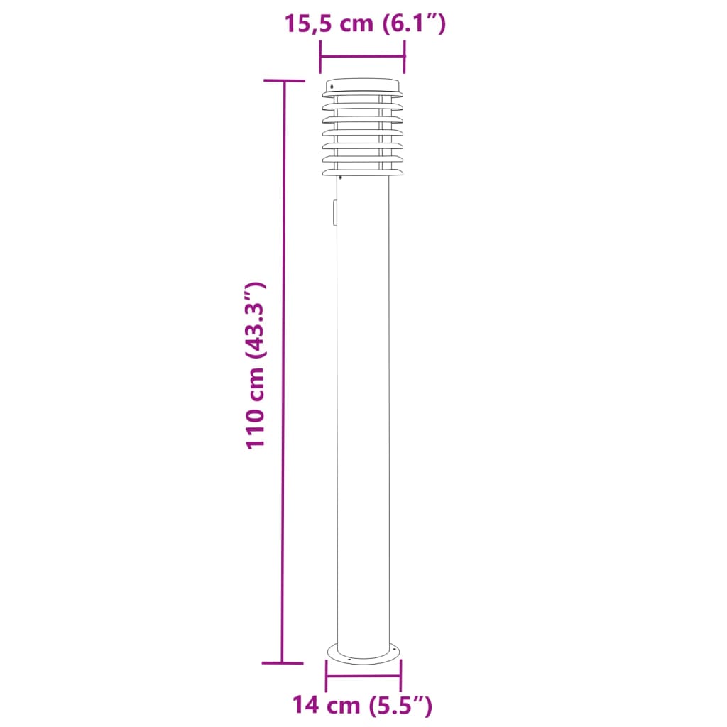 Lampă exterioară de podea cu priză, negru, 110 cm, oțel inox