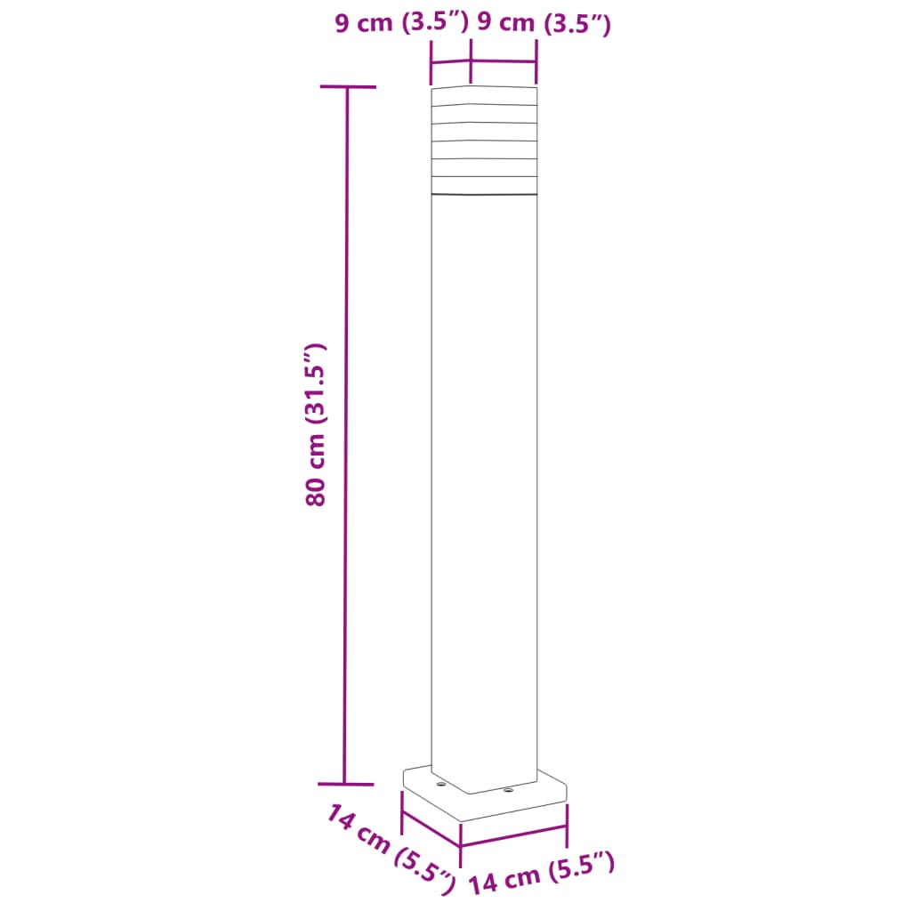 Lămpi de podea de exterior, 3 buc., negru, 80 cm, aluminiu