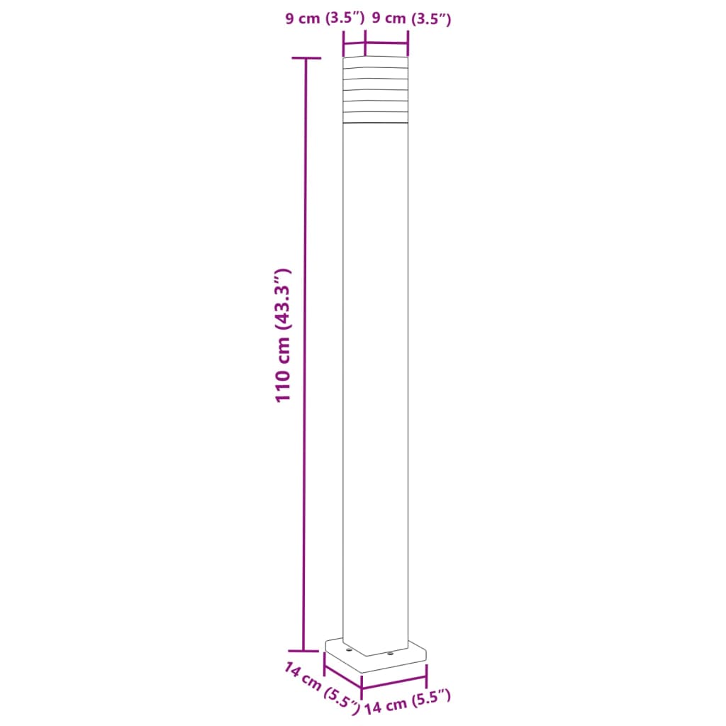 Lampă de podea de exterior, negru, 110 cm, aluminiu