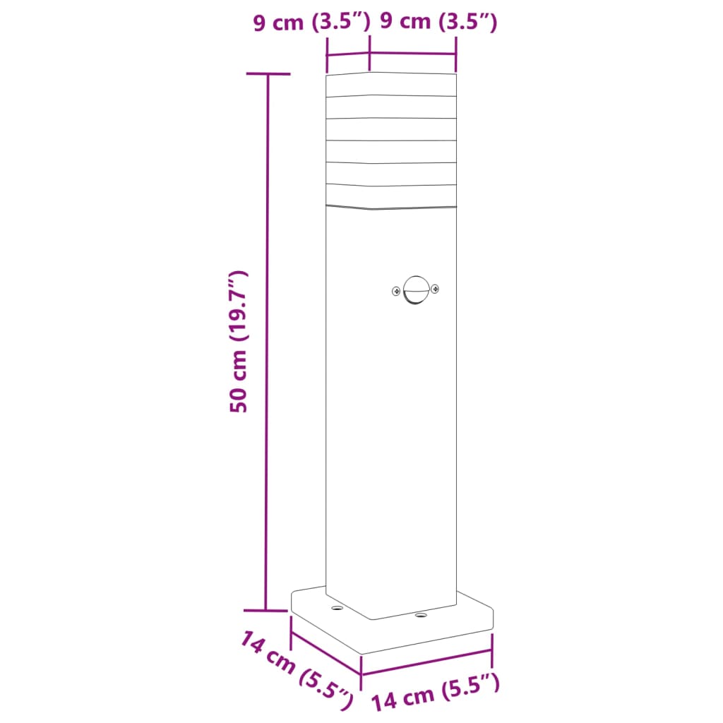 Lampă exterioară de podea cu senzor, negru, 50 cm, aluminiu