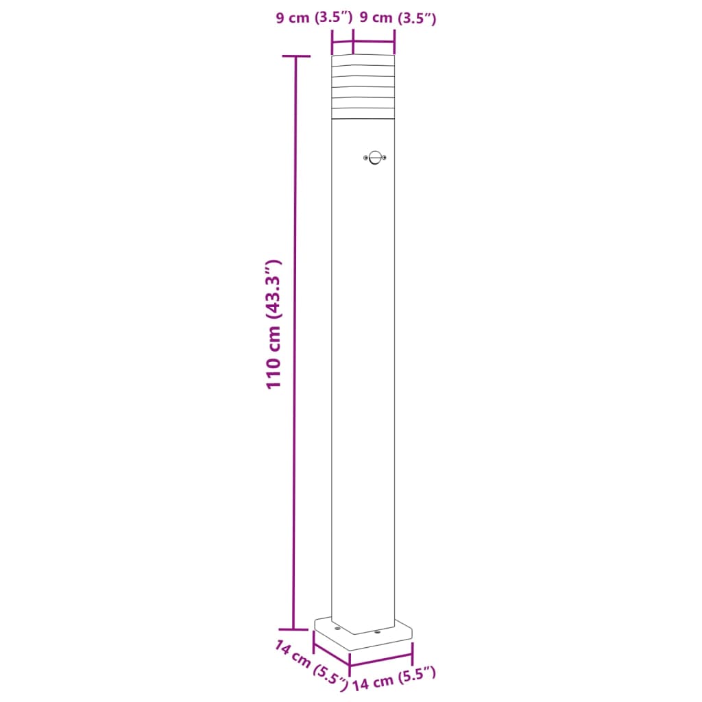 Lampă exterioară de podea cu senzor, negru, 110 cm, aluminiu