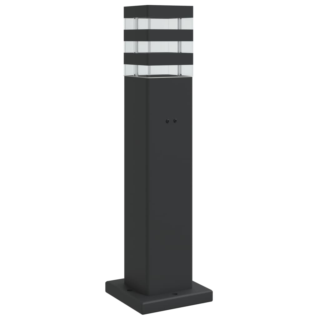 Lampă de podea de exterior cu priză, negru, 50 cm, aluminiu