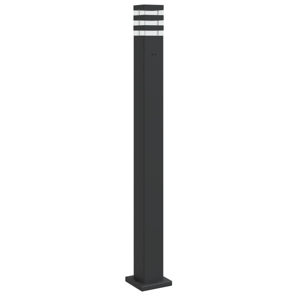 Lampă exterioară de podea cu priză, negru, 110 cm, aluminiu