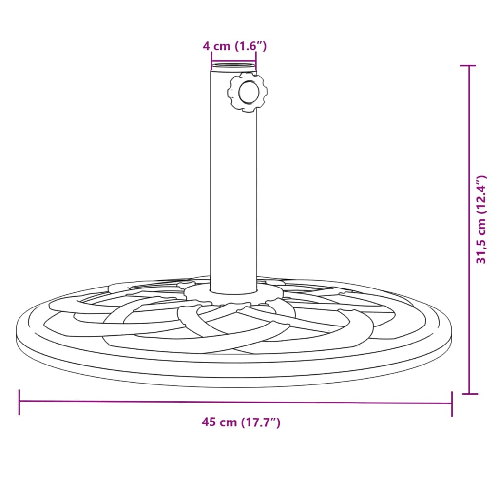 Suport umbrelă pentru stâlpi Ø38 / 48 mm, 12 kg, rotund