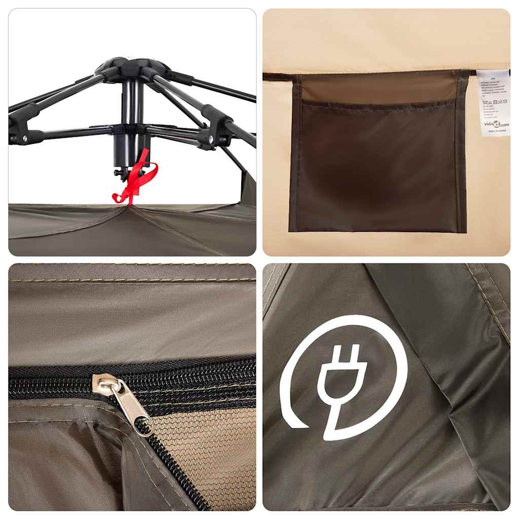 Cort de pescuit pentru 4 persoane, maro, setare rapidă