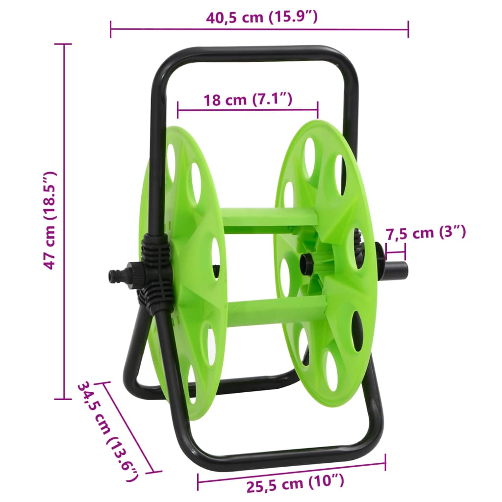 Tambur de furtun autonom, verde, pt. furtun 45 m 1/2 inch, oțel