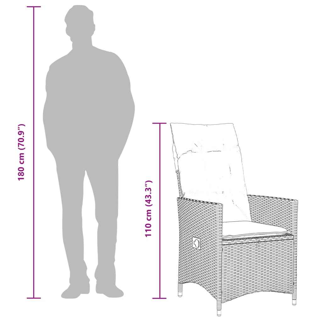 Set bistro cu perne, 3 piese, bej, poliratan