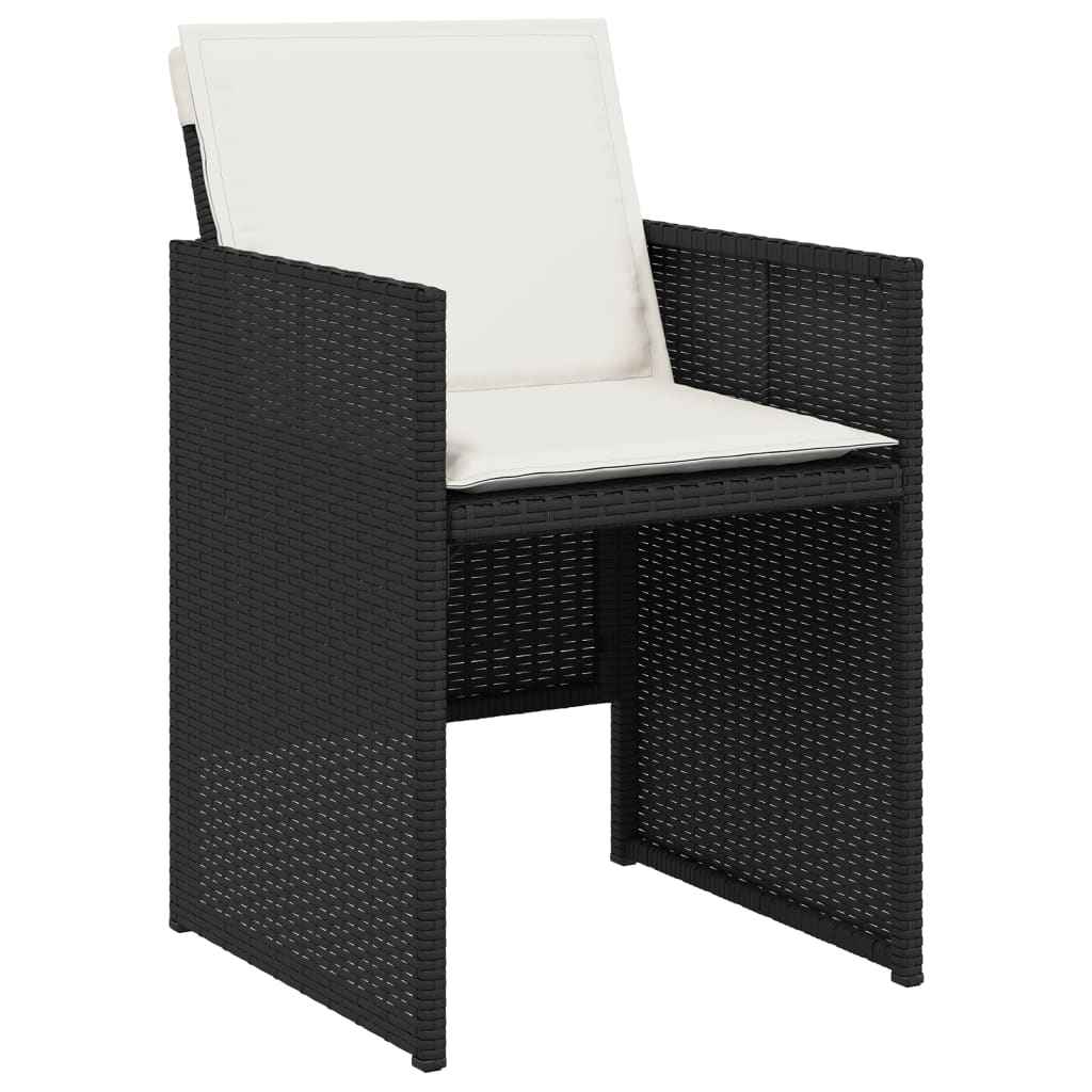 Set mobilier de grădină cu perne, 9 piese, negru, poliratan