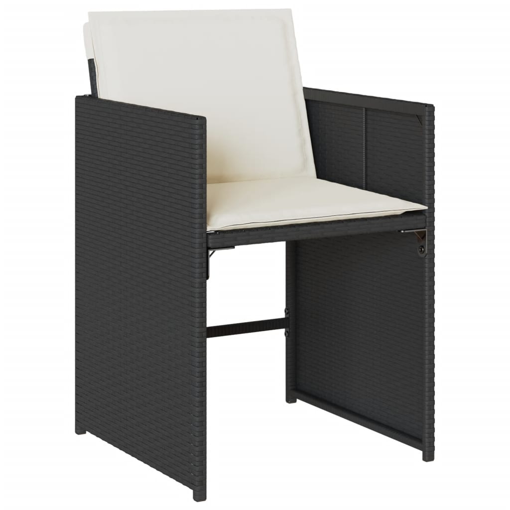 Set mobilier de grădină cu perne, 5 piese, negru, poliratan