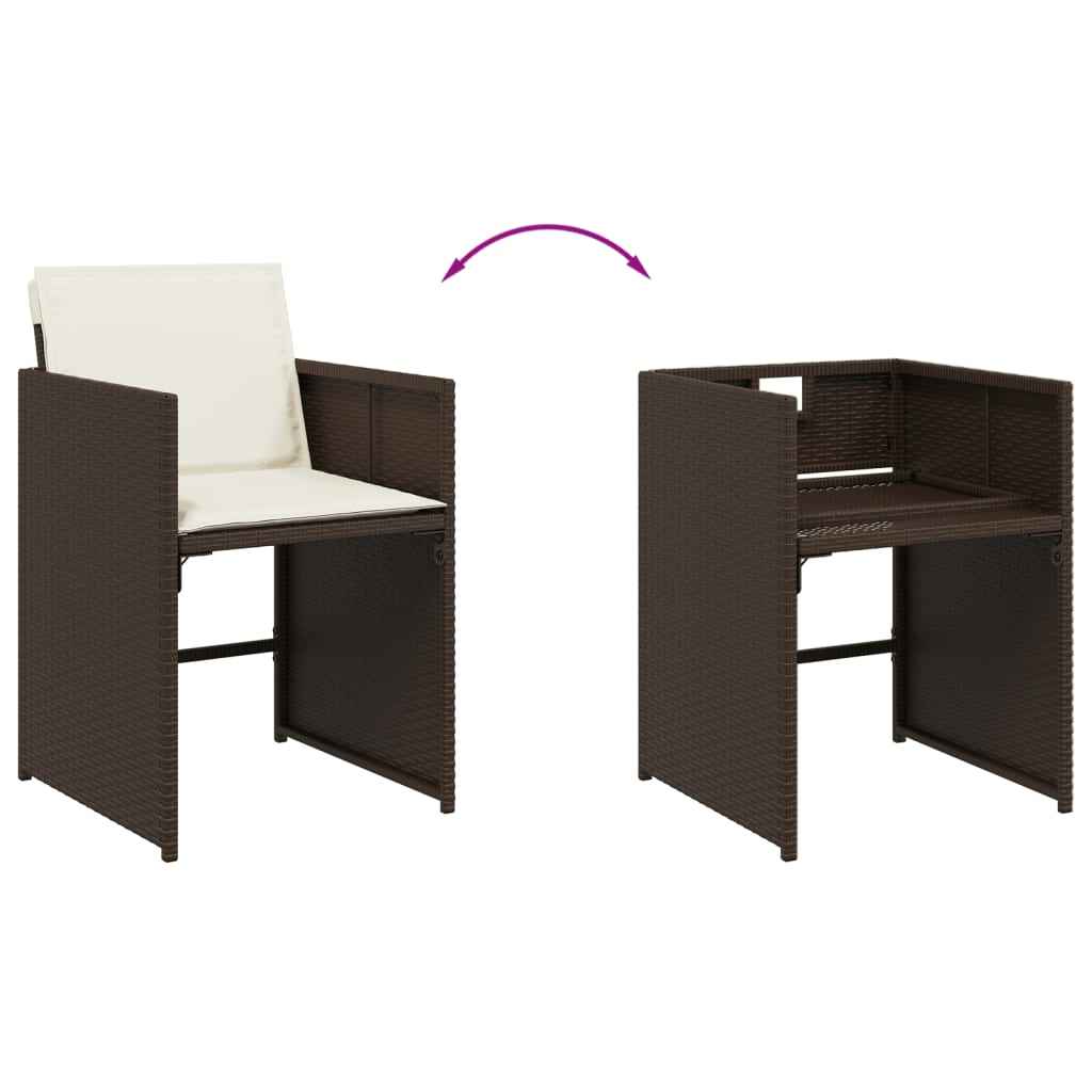 Set mobilier de grădină cu perne, 7 piese, maro, poliratan