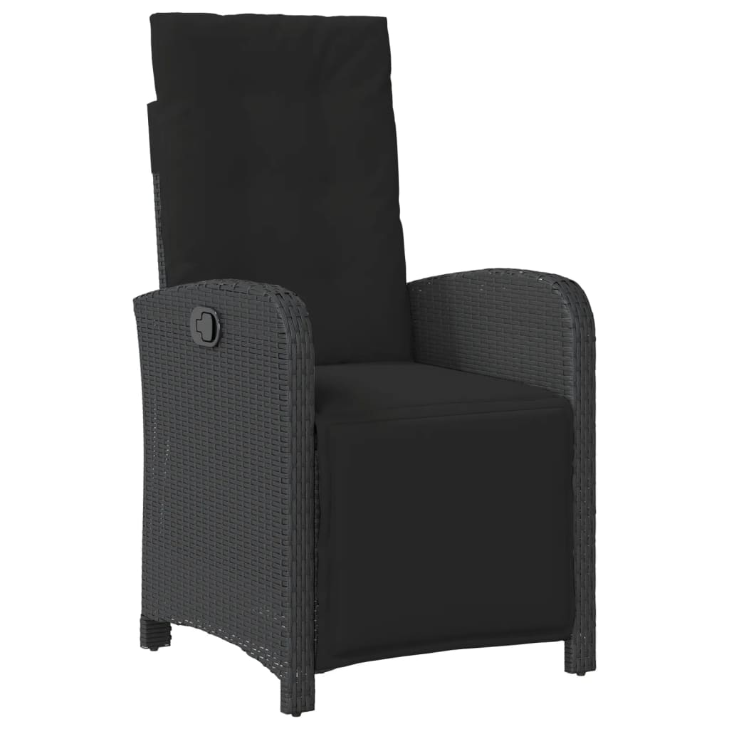 Set mobilier de grădină cu perne, 3 piese, negru, poliratan