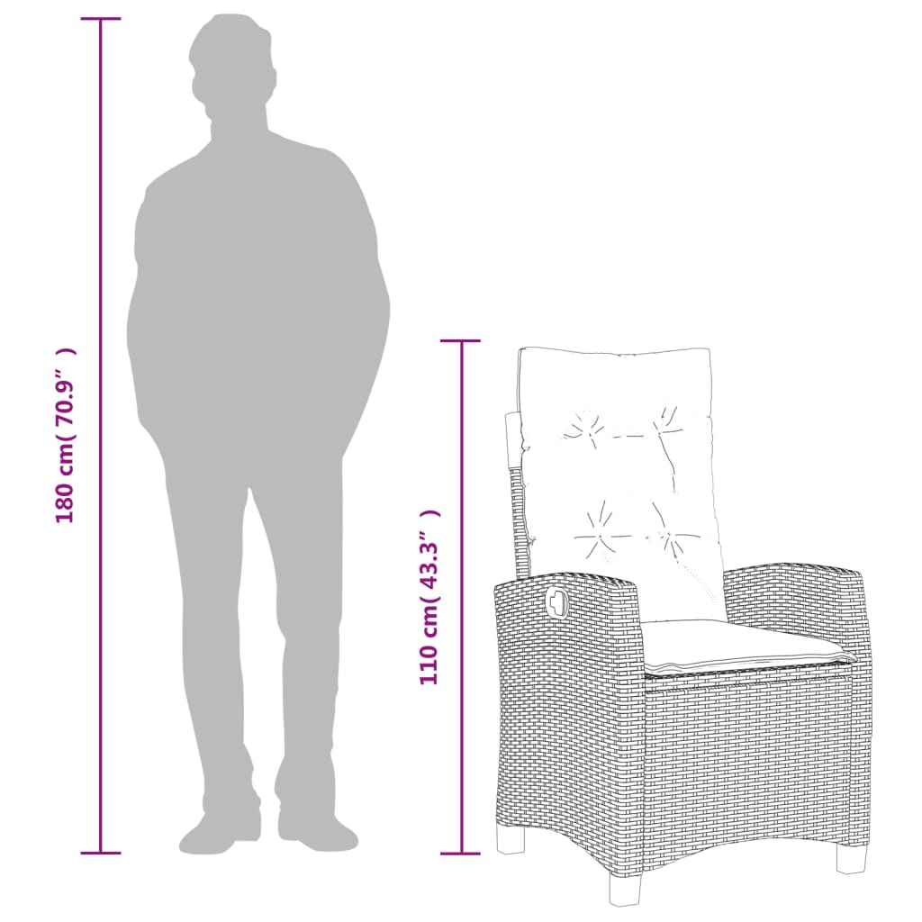 Set mobilier de grădină cu perne, 3 piese, negru, poliratan