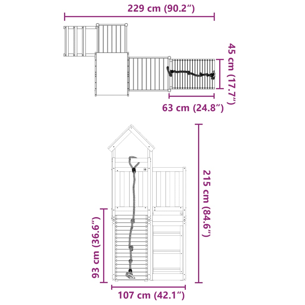 Set de joacă pentru exterior, lemn masiv de pin